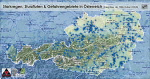 Regen - und Gewittergebiete Österreich